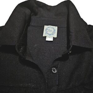 ADORABLE 3 TIERED RUFFLED SHORT SLEEVED BLACK BLOUSE SIZE S